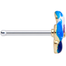 Load image into Gallery viewer, 20G 1/4 Clear CZ Gem Blue Spring Flower Nose Bone
