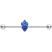 Load image into Gallery viewer, 14G Blue CZ Gem Fountain Industrial Barbell 38mm