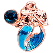 Load image into Gallery viewer, 16G 5/16 Aqua Gem Rose Gold Tone Mermaid Labret Monroe Tragus