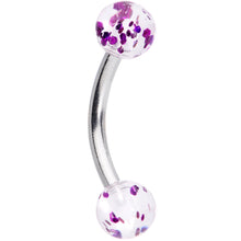 Load image into Gallery viewer, 16G 5/16 Clear Purple Glitter Ends Curved Eyebrow Ring