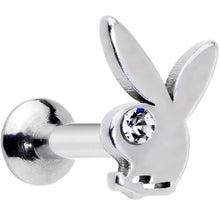 Load image into Gallery viewer, 16G 1/4 Licensed Playboy Clear CZ Gem Internally Threaded Labret
