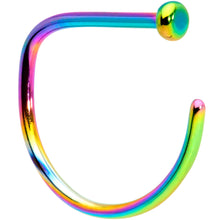 Load image into Gallery viewer, 20G 3/8 Rainbow Implant Grade Titanium D Shape Nose Hoop