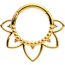 Load image into Gallery viewer, 16G 5/16 Gold Tone Open Petal Flower Hinged Segment Ring