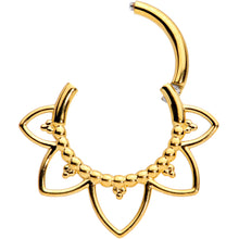 Load image into Gallery viewer, 16G 5/16 Gold Tone Open Petal Flower Hinged Segment Ring
