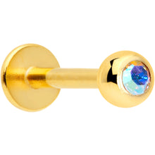 Load image into Gallery viewer, 16G 5/16 Aurora Gem Gold Tone Press Fit Labret Monroe Tragus