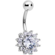 Load image into Gallery viewer, Clear Gem Rococo Flower Belly Ring