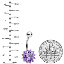 Load image into Gallery viewer, Purple Gem Rococo Flower Belly Ring