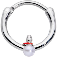 Load image into Gallery viewer, 16G 3/8 White Orb Pearlescent Snowman Christmas Cartilage Clicker