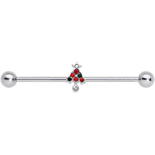Load image into Gallery viewer, 14G Clear Red Green Gem Christmas Tree Industrial Barbell 38mm