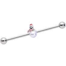 Load image into Gallery viewer, 14G Pearlescent Orb Snowman Christmas Industrial Barbell 38mm