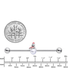 Load image into Gallery viewer, 14G Pearlescent Orb Snowman Christmas Industrial Barbell 38mm
