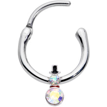 Load image into Gallery viewer, 16G 3/8 Aurora Gem Winter Snowman Christmas Hinged Segment Ring