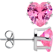 Load image into Gallery viewer, Pink Gem Valentine Heart Steel Post Stud Earrings
