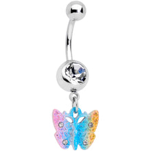 Load image into Gallery viewer, Clear Gem Baroque Rainbow Butterfly Dangle Belly Ring