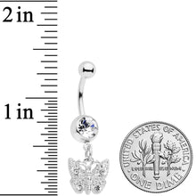 Load image into Gallery viewer, Clear Gem Baroque Butterfly Dangle Belly Ring
