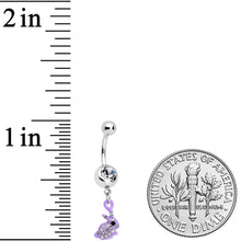 Load image into Gallery viewer, Clear Gem Purple Easter Bunny Dangle Belly Ring