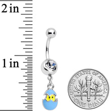 Load image into Gallery viewer, Clear Gem Blue Easter Egg Chick Dangle Belly Ring