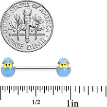 Load image into Gallery viewer, 14G 9/16 Blue Easter Egg Chick Barbell Nipple Ring Set