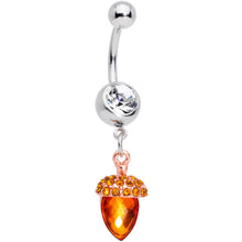 Load image into Gallery viewer, Clear Brown Gem Fall Autumn Acorn Dangle Belly Ring