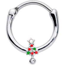 Load image into Gallery viewer, 16G 3/8 Clear Red Green Gem Christmas Tree Cartilage Clicker