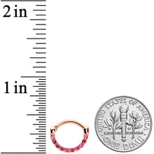 Load image into Gallery viewer, 16G 5/16 Pink Gem Rose Gold Tone Paved Cartilage Clicker
