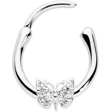 Load image into Gallery viewer, 16G 3/8 Clear Gem Butterfly Cartilage Clicker