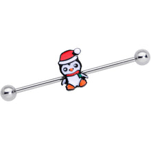 Load image into Gallery viewer, 14G Santa Penguin Christmas Industrial Barbell 38mm
