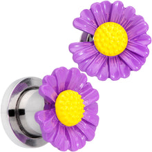 Load image into Gallery viewer, Purple Daisy Flower Screw Fit Plug Set