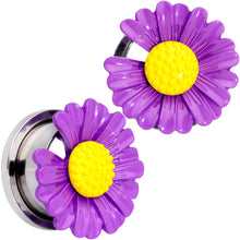 Load image into Gallery viewer, Purple Daisy Flower Screw Fit Plug Set