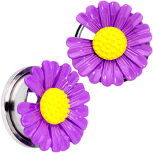 Load image into Gallery viewer, Purple Daisy Flower Screw Fit Plug Set
