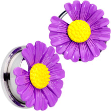 Load image into Gallery viewer, Purple Daisy Flower Screw Fit Plug Set