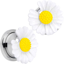 Load image into Gallery viewer, White Daisy Flower Screw Fit Plug Set