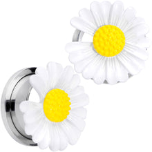 Load image into Gallery viewer, White Daisy Flower Screw Fit Plug Set