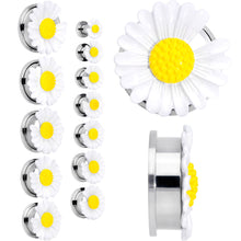 Load image into Gallery viewer, White Daisy Flower Screw Fit Plug Set