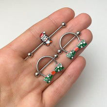 Load image into Gallery viewer, 14G Santa Penguin Christmas Industrial Barbell 38mm