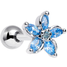 Load image into Gallery viewer, 16G 1/4 Aqua Gem Pretty Petals Flower Cartilage Tragus Earring