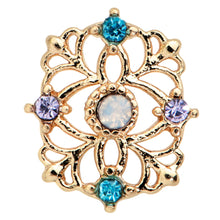Load image into Gallery viewer, 20G 1/4 White Synthetic Opal Gold Tone Web Nose Bone