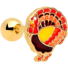 Load image into Gallery viewer, 16G 1/4 Gold Tone Turkey Thanksgiving Cartilage Tragus Earring