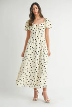 Load image into Gallery viewer, Polka Dot Puff Sleeve Midi Dress For Women – Vintage Fluttering Polka Dot Dress, Feminine Puff Sleeve Dress, Retro Midi Dress, Classic Chic Dress
