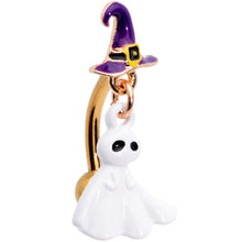 Load image into Gallery viewer, Gold Tone Ghost Witch Halloween Top Mount Dangle Belly Ring