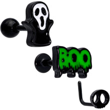 Load image into Gallery viewer, 16G 20G Black Halloween Cartilage Labret Nose Ring Set of 3