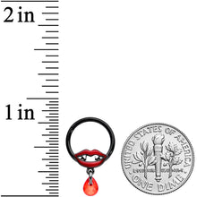 Load image into Gallery viewer, 16G 3/8 Red Gem Black Vampire Fang Halloween Hinged Segment Ring