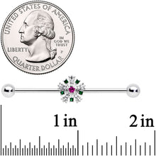 Load image into Gallery viewer, 14G Clear Red Gem Christmas Industrial Barbell 38mm