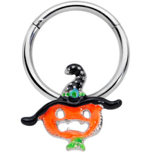 Load image into Gallery viewer, 16G 3/8 Pumpkin Witch Halloween Hinged Segment Ring
