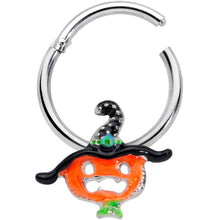 Load image into Gallery viewer, 16G 3/8 Pumpkin Witch Halloween Hinged Segment Ring