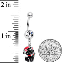 Load image into Gallery viewer, Santa Claus Black Cat Christmas Dangle Belly Ring