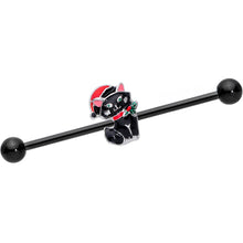 Load image into Gallery viewer, 14G Black Santa Claus Black Cat Christmas Industrial Barbell 38mm