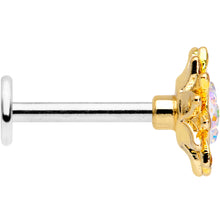 Load image into Gallery viewer, 16G 5/16 Aurora Gem Scintillating Sunflower Labret Monroe Tragus