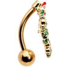 Load image into Gallery viewer, Clear Red Gem Holiday Wreath Bell Christmas Top Mount Belly Ring