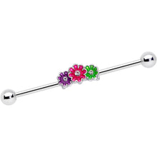 Load image into Gallery viewer, 14G Clear Gem Floral Garland Industrial Barbell 38mm